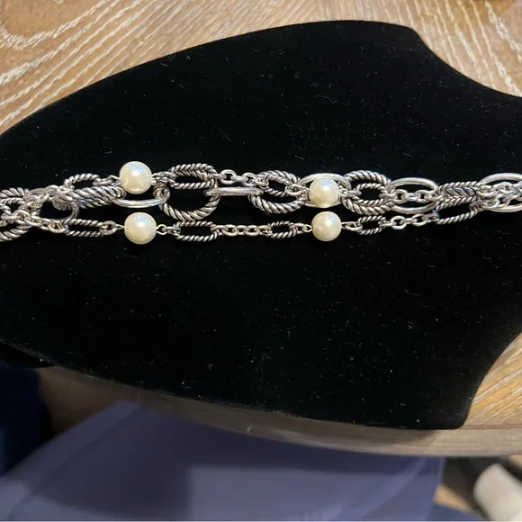 Premier Designs “Bellissimo” Antique Silver-Tone Bracelet with Pearls - Picture 2 of 6